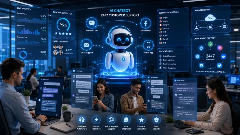 AI chatbot providing automated customer support