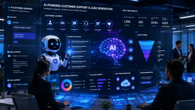 AI customer support and lead generation dashboard